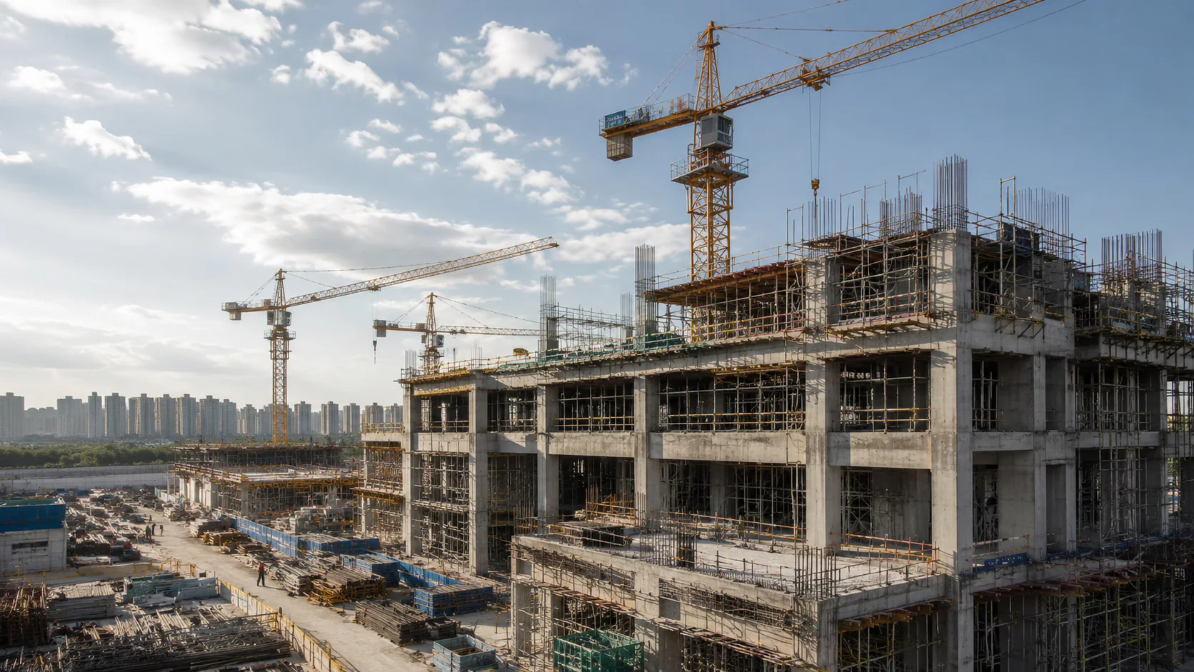 建筑项目与塔吊施工现场